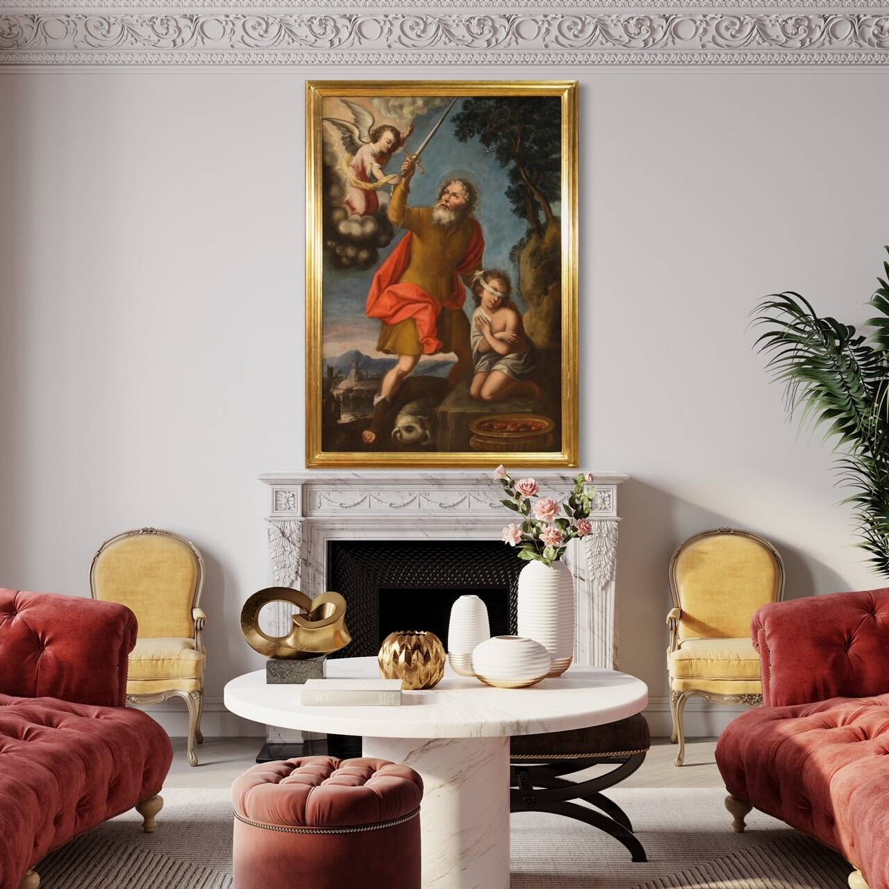 Religious painting from the 17th century, Sacrifice of Isaac