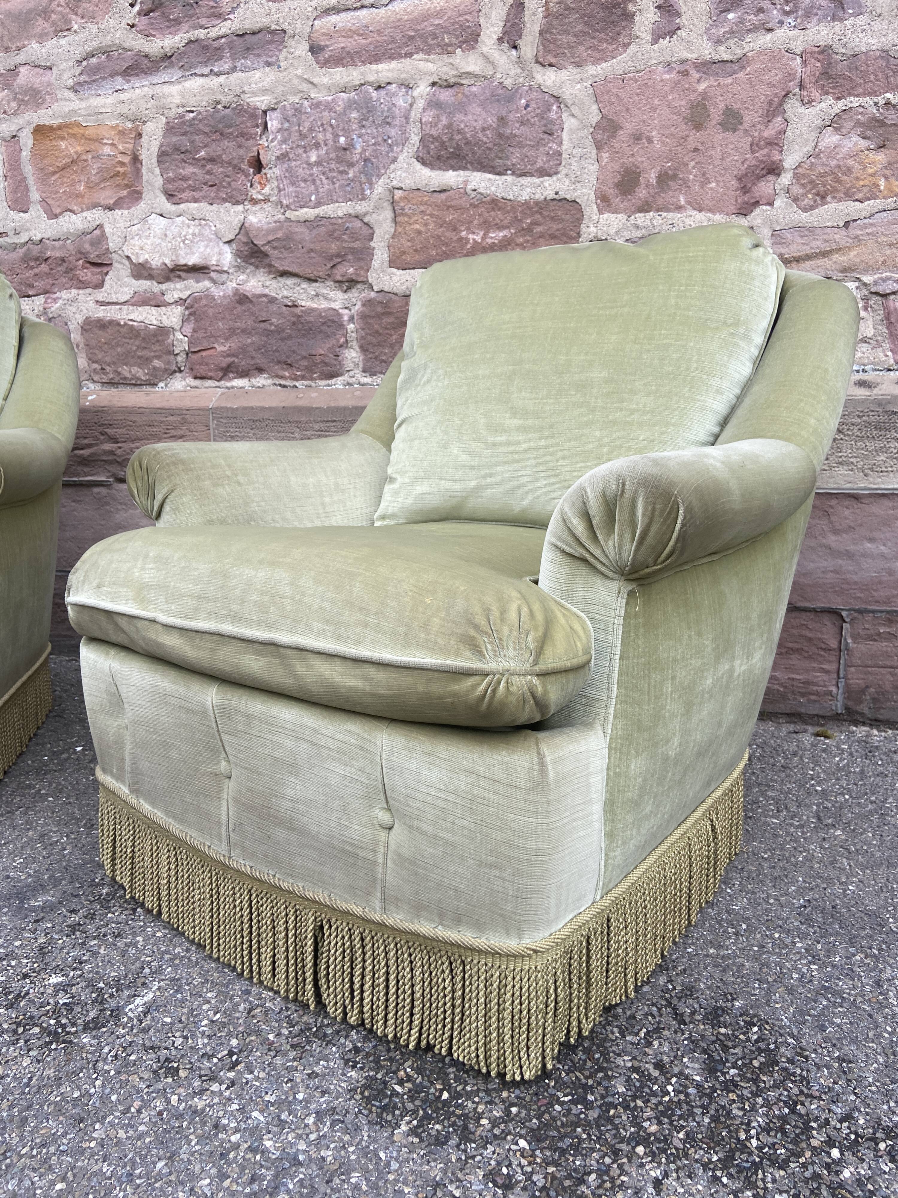 2 fauteuils de salon Lounge velours des années 1950