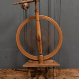 Rouet ancien en bois tourné 1900