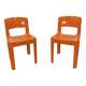 Ensemble de 2 chaises vintage Allibert en plastique orange, France 1970
