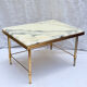Vintage side table in gold metal and veined white marble.