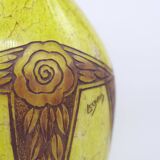 Set 2 Rare Vase Ovoïde signé F-T Legras Pare de verre Art deco 1930