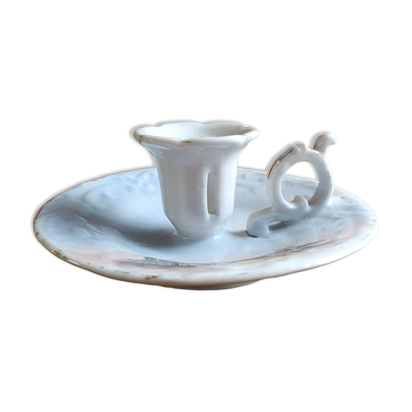 Ancien bougeoir a main en porcelaine
