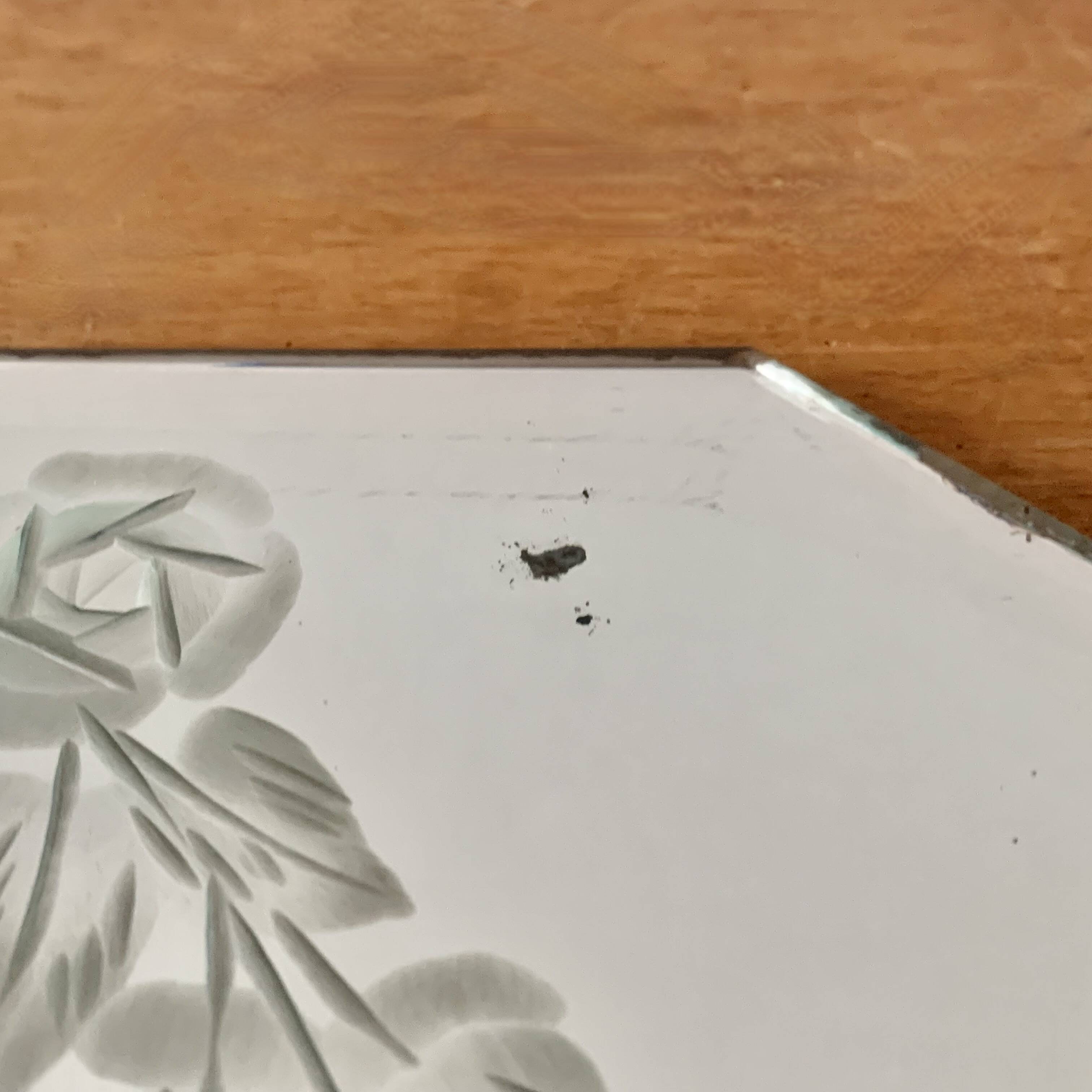 Art Deco mirrored tray with wooden handles