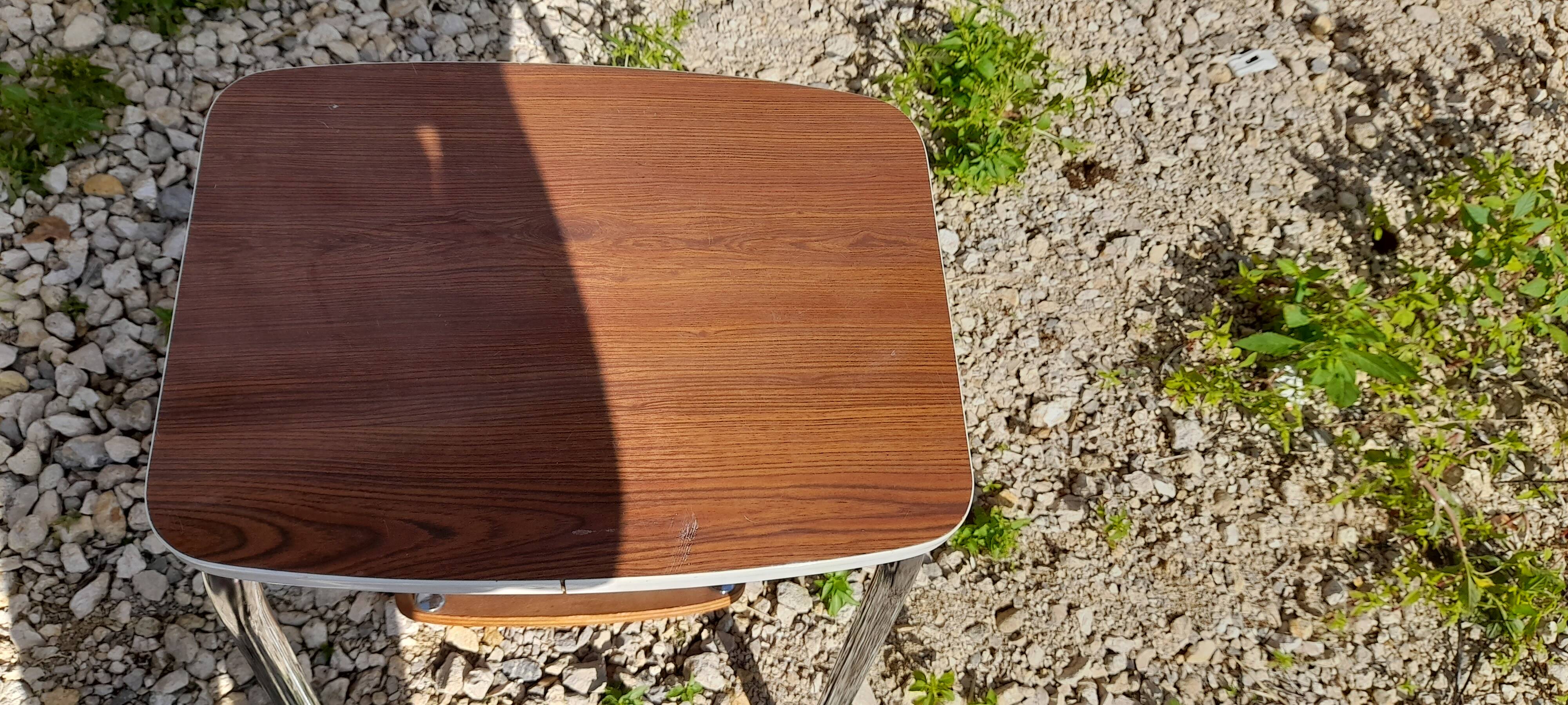 Tabouret escabeau marchepied en formica marron