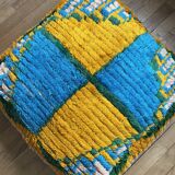 Moroccan Berber pouf yellow and bohemian turquoise