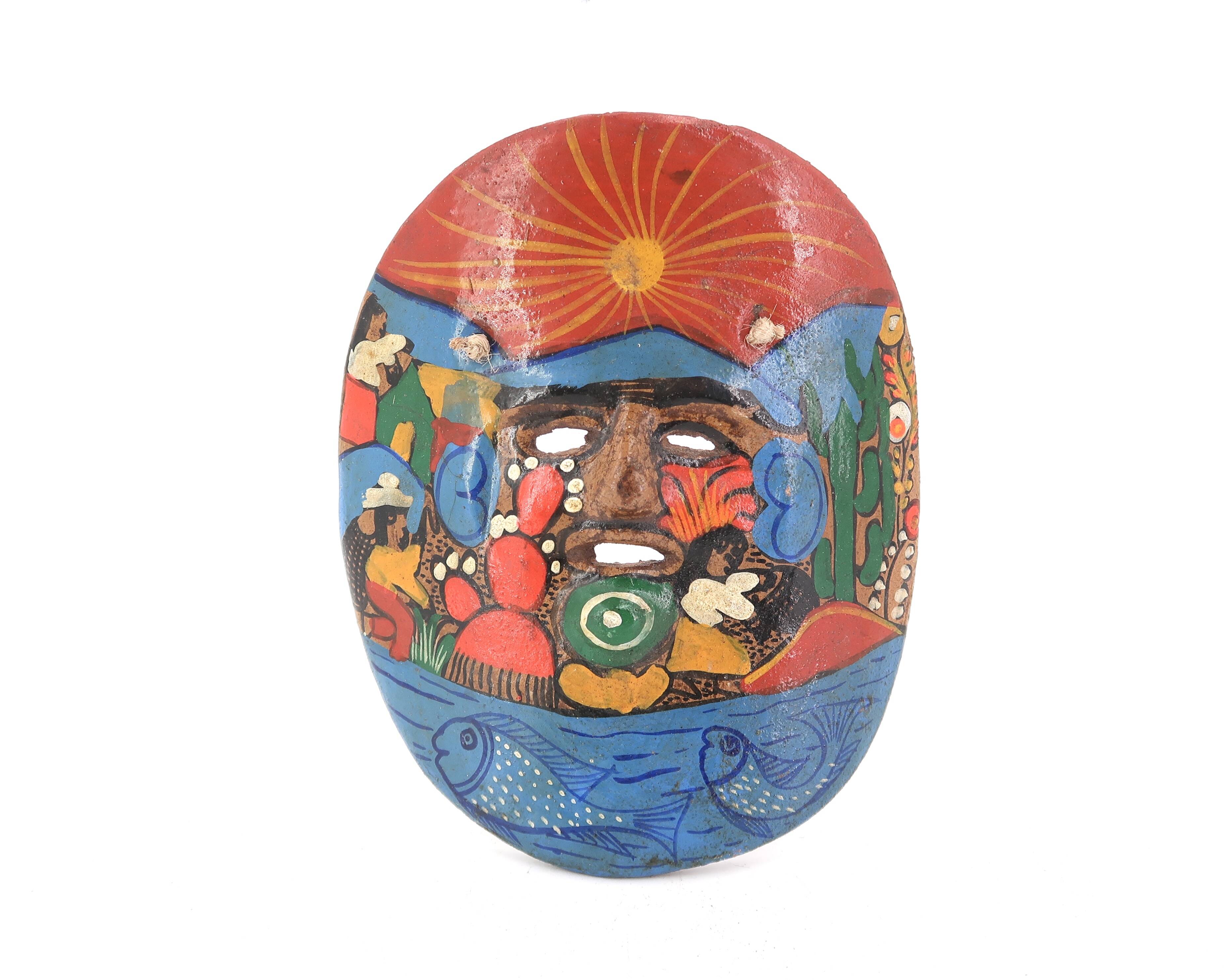 Colorful ceramic mask from Mexico, South America, 1970s