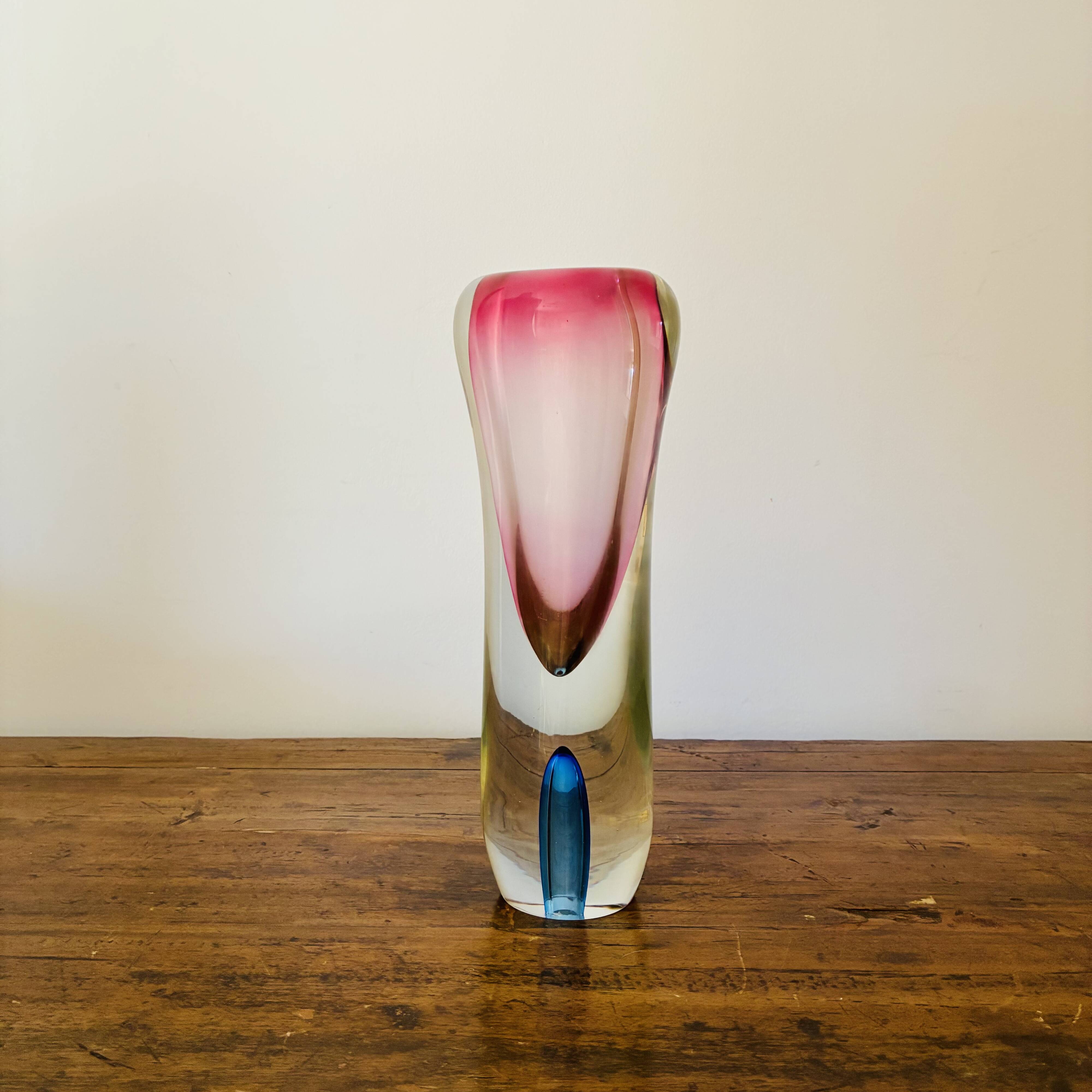 Vase en verre sommerso de Murano, années 1960, dans le style de Flavio Poli