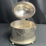 Boite à thé, biscuits en métal argenté, Maroc XXème