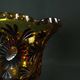 Bohemian cut crystal vase with Art Deco ruby red amber floral decoration