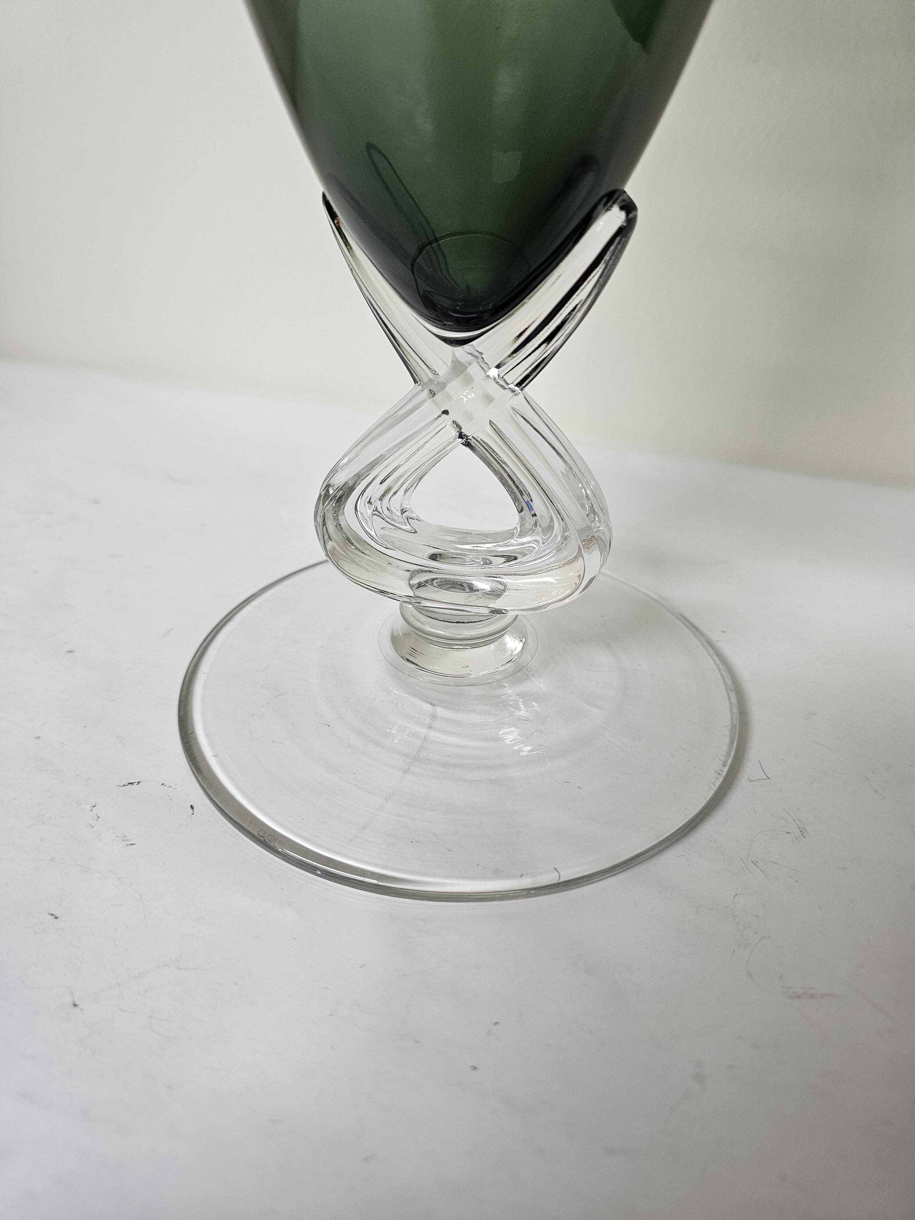 Large Vintage Smoked Glass Vase - Height 32cm