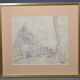 Pencil drawing "Landscape of Ruins" 1918 signed and dated