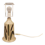 Large ceramic table lamp in beige with "straw" motifs