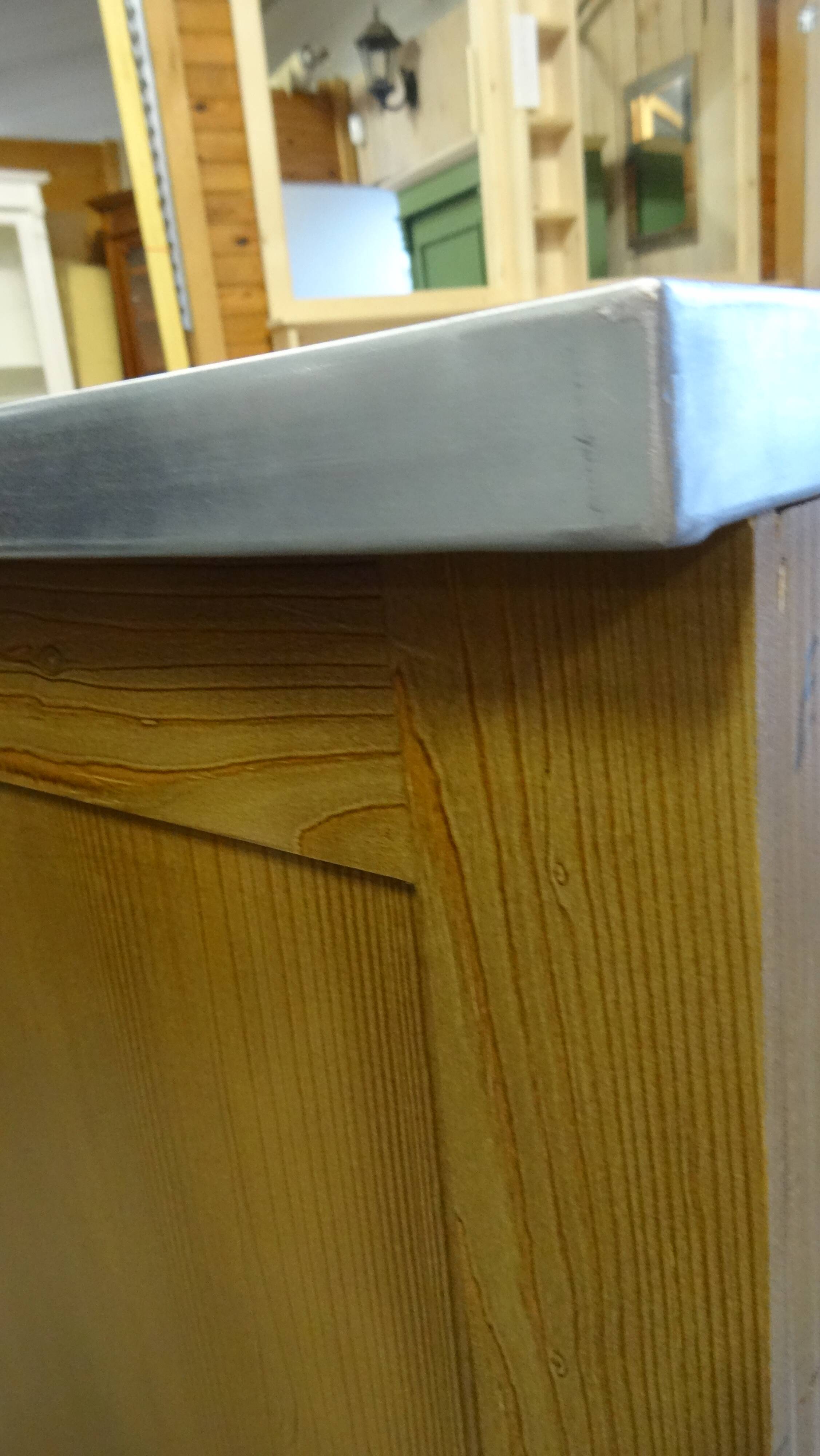 solid wood sideboard, metal top: zinc