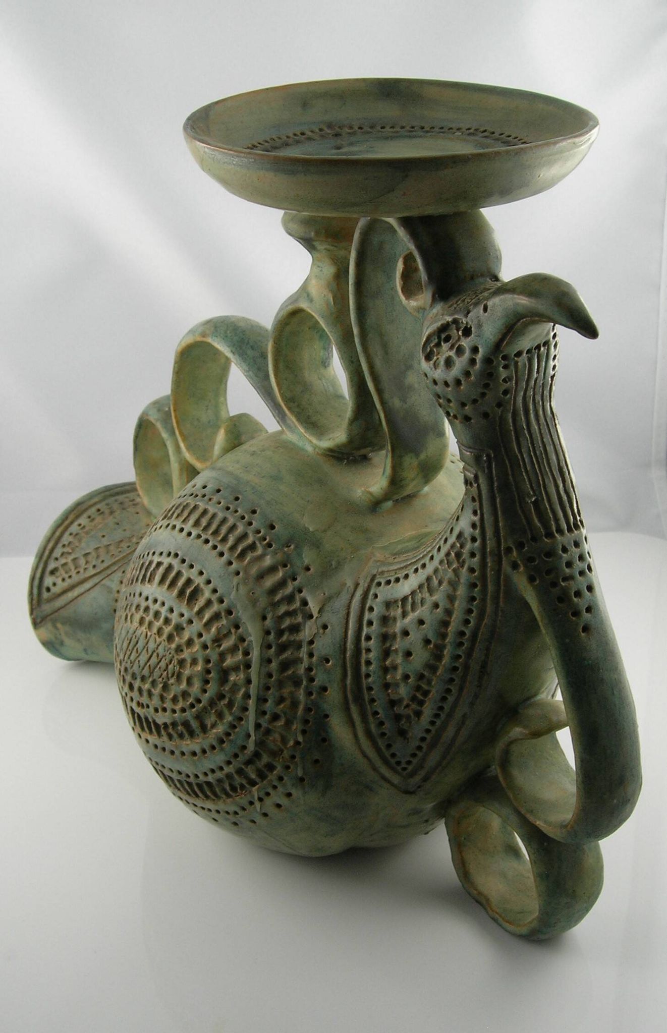 Monogrammed stoneware candlestick – Françoise Chedeville (1940)