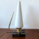 Small table lamp with white tulip marble base
