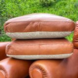 Set of Italian leather Poltrona Frau chairs, 1970s.
