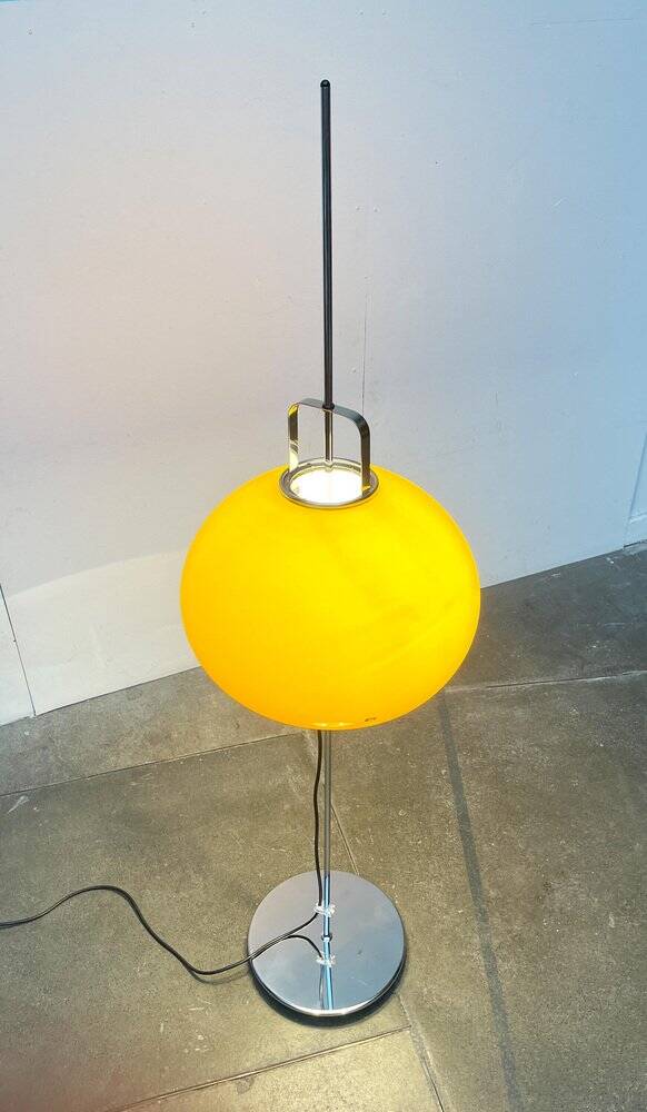 Italian yellow Lucerna floor lamp from the Space Age era, mid-century by Guzzini, 1960s.