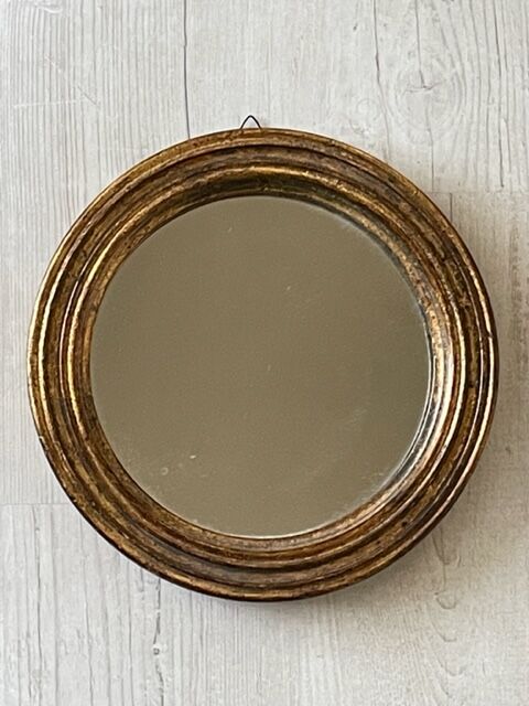 Miroir rond vintage en bois doré 25cm