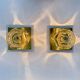 Pair of Peil & Putzler ice cube glass wall lamps, 1970s