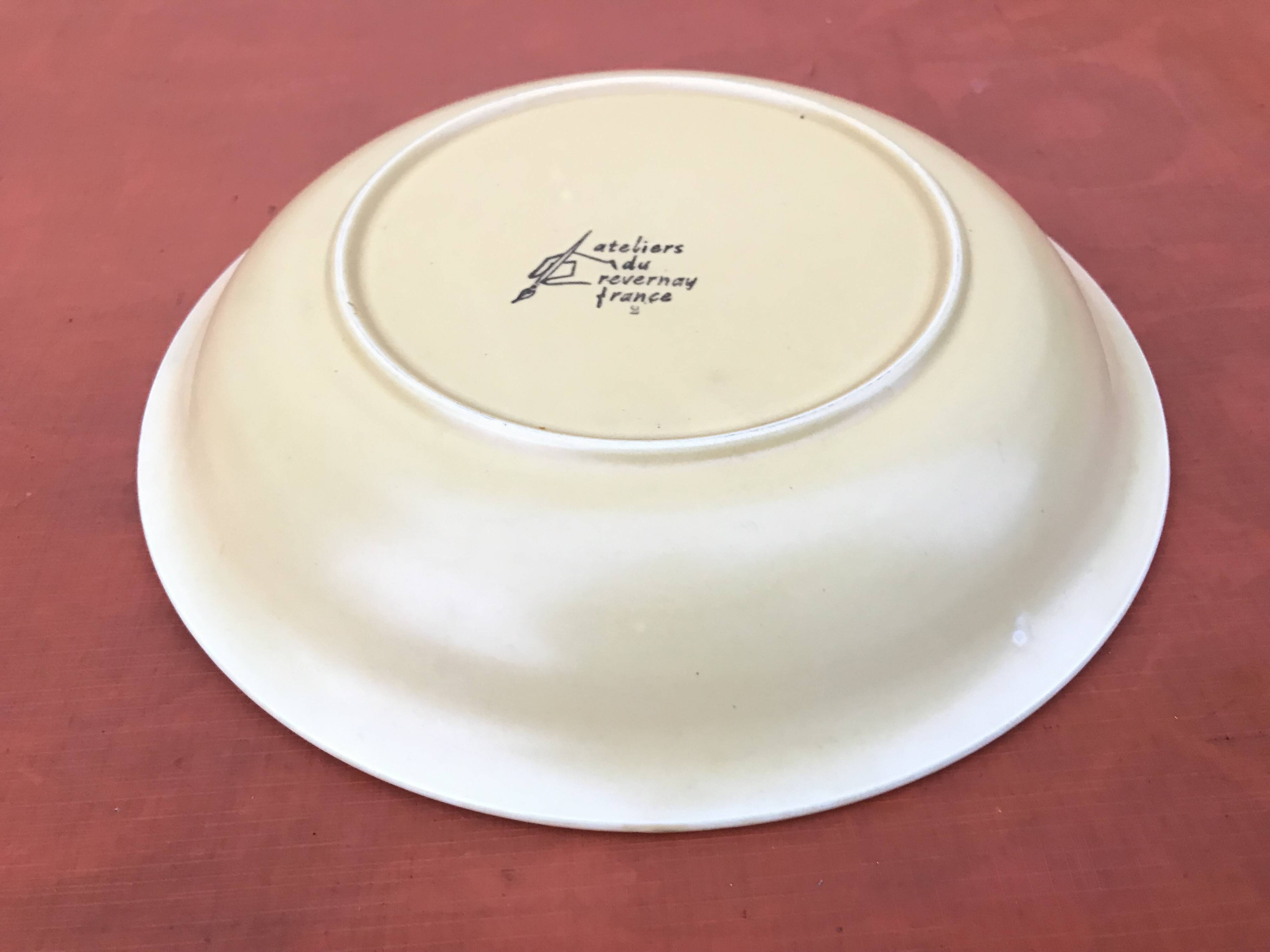 1960s Deep serving dish Ateliers du Revernay France Matte stoneware