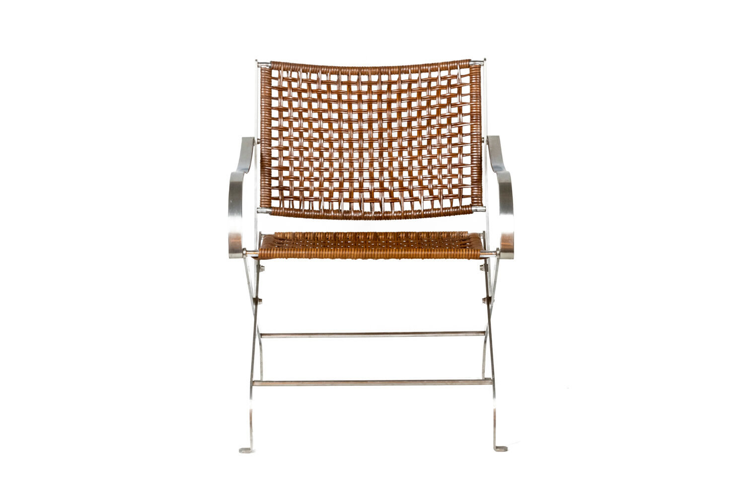 Pair of metal and leather armchairs, 1980s