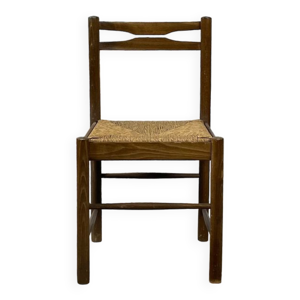 Chaise paillée et bois