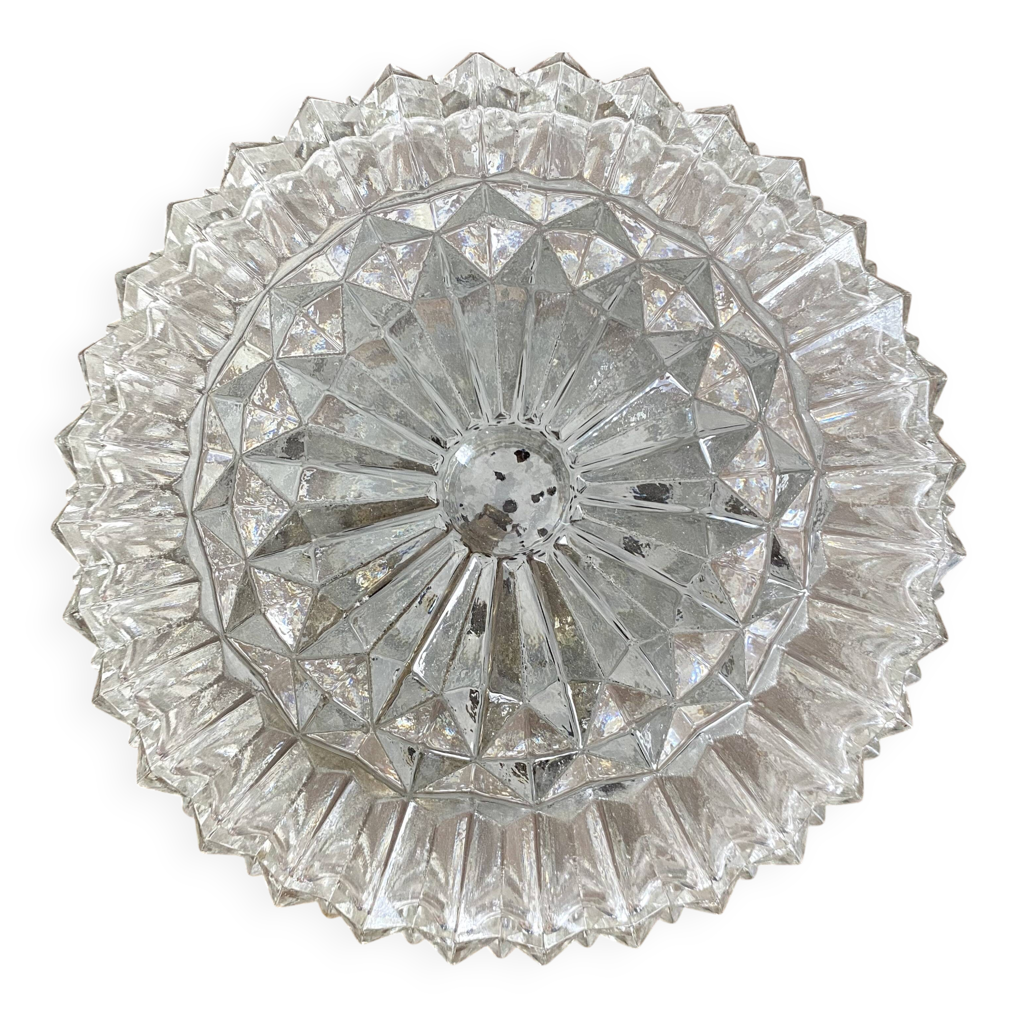 Vintage round molded glass ceiling light