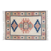 1970s Vintage Turkish Handmade Wool & Cotton Pink Area Rug 185x264