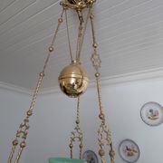 Suspension XIX eme bronze et opaline verte