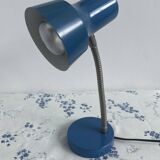 Vintage blue desk lamp, 1970s, flexible chrome metal