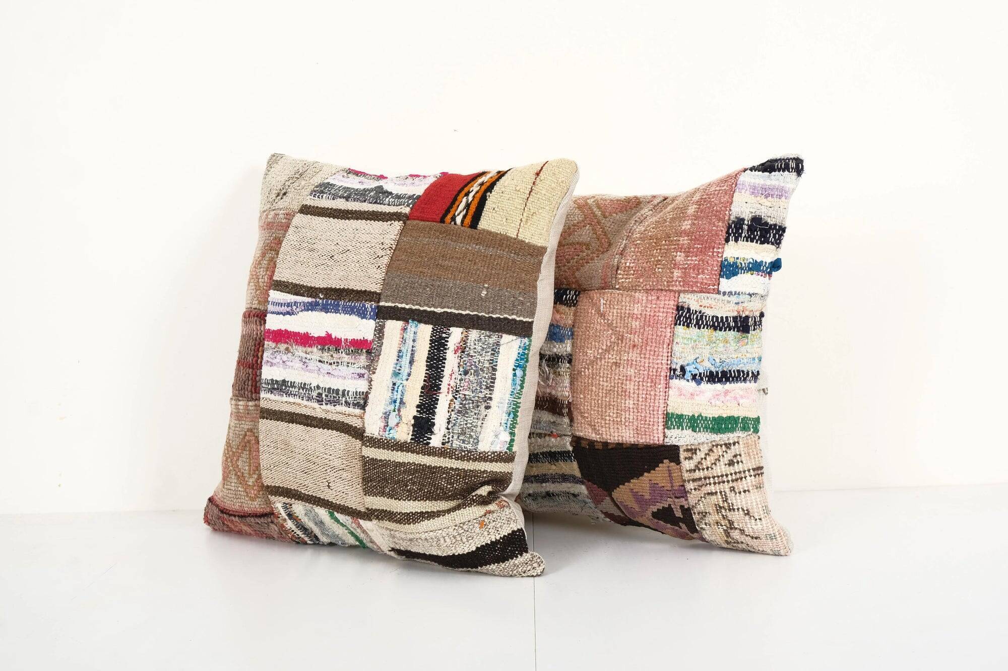 Set of 2 vintage kilim cushion covers 46x46 cm