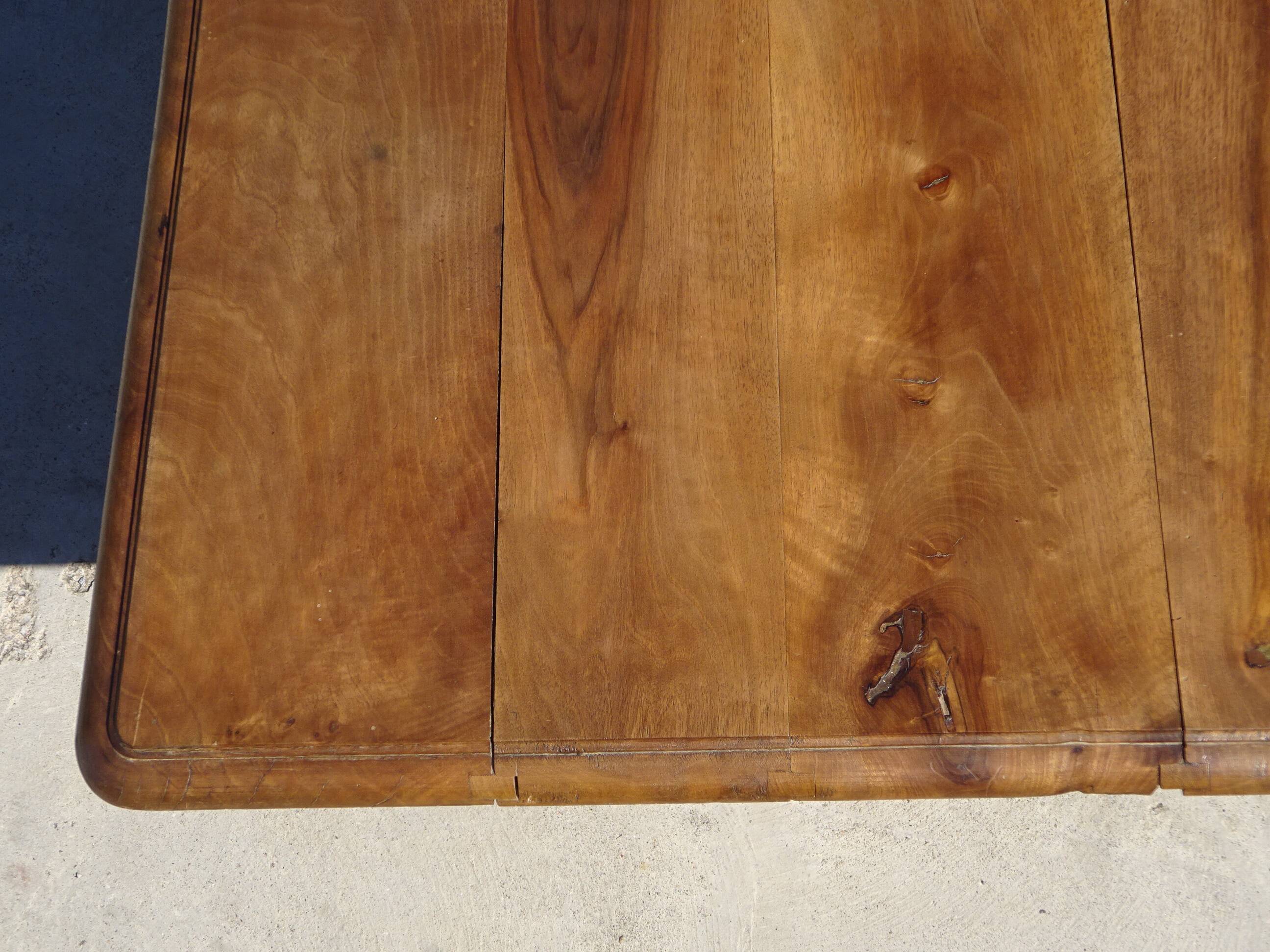 Square dining table, central leg, seats 8