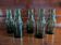 Lot de 5 bouteilles anciennes en verre vert olive