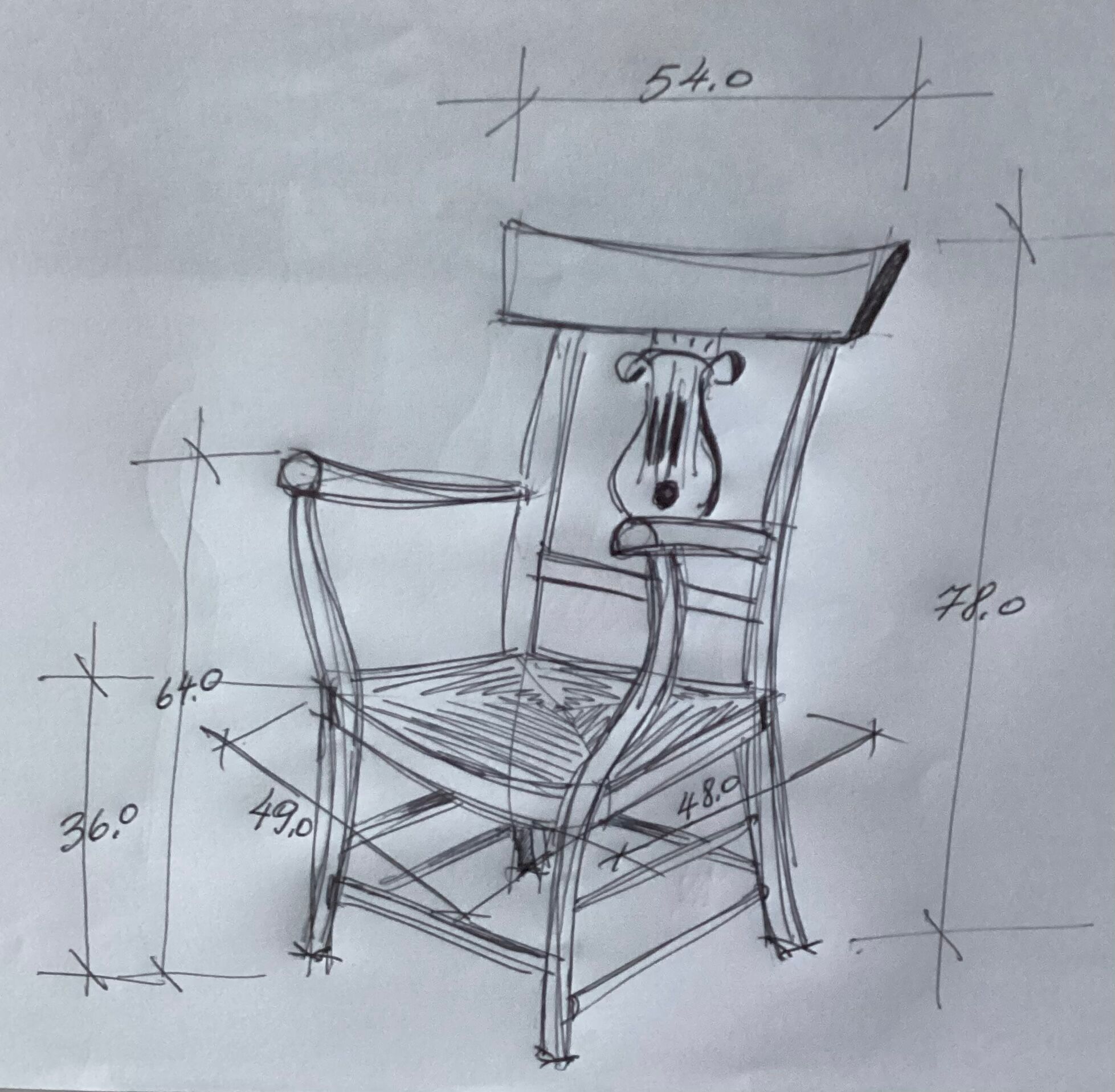 Light wood armchair seated in vintage straw dimension: height -78cm- width -54cm-