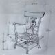 Light wood armchair seated in vintage straw dimension: height -78cm- width -54cm-