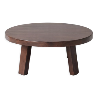 Brutalist mid-century oak circular coffee table
