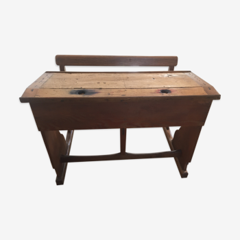 Desk double vintage wooden school desk