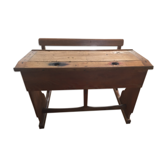 Desk double vintage wooden school desk