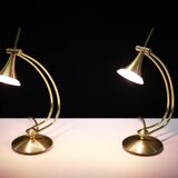 Lampes de table halogènes en laiton Holtkotter années 1980 Allemagne