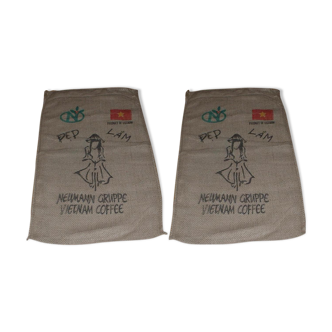 Lot of 2 burlap bags Vietnam Coffee