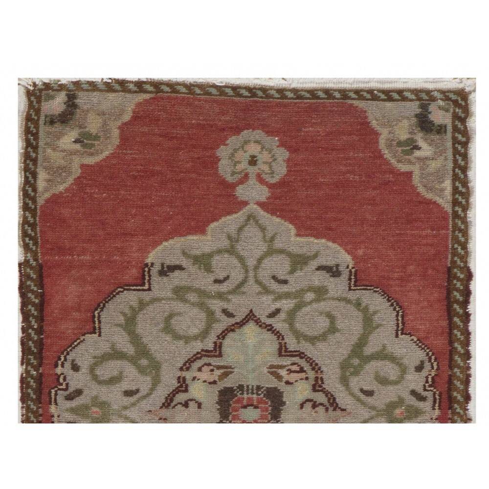 Hand-knotted Small Rug. Vintage Door Mat. Turkish Wool Seat Cover. Entryway Mat. Kitchen Rug