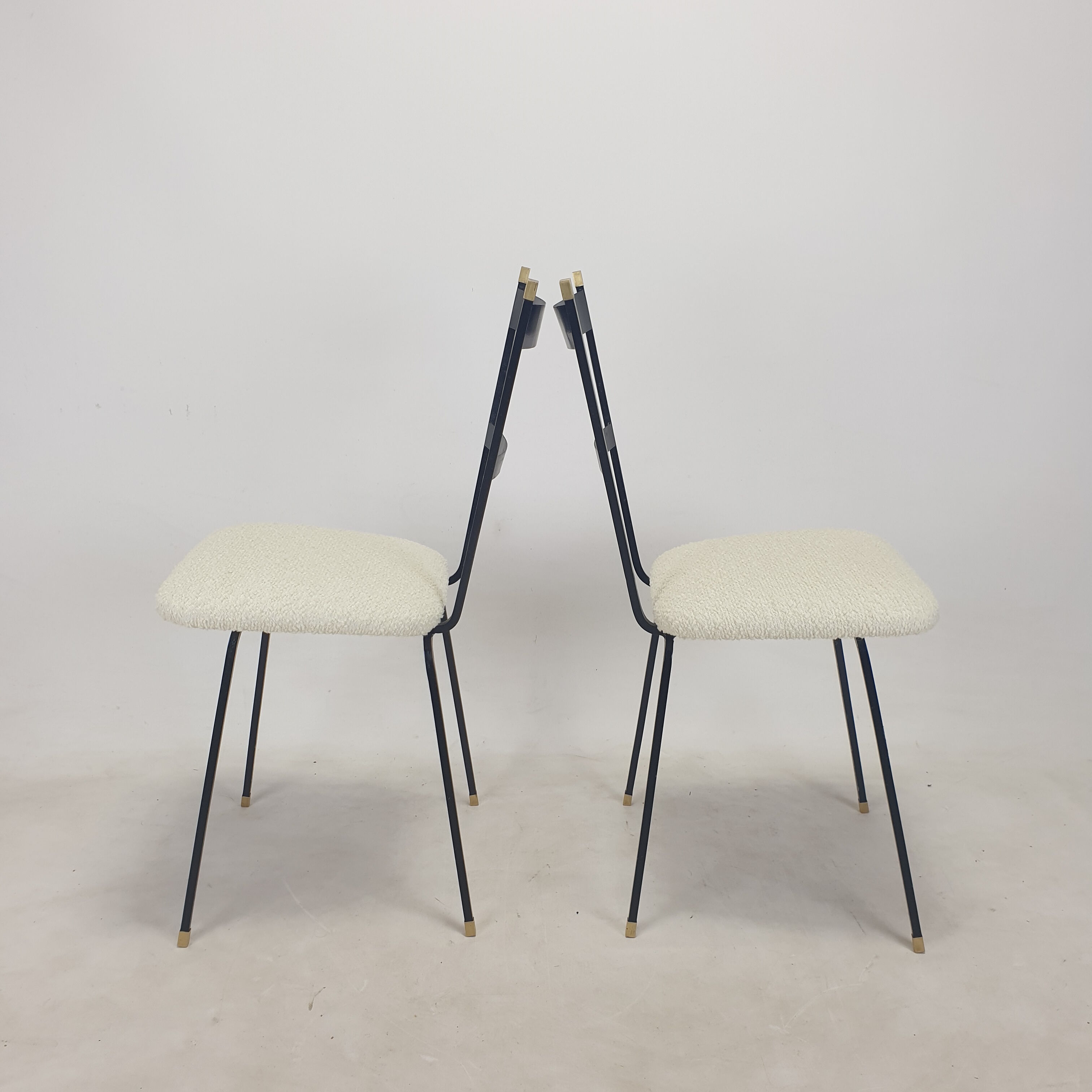 Set of 2 Italian Metal and Brass Chairs, 1960's