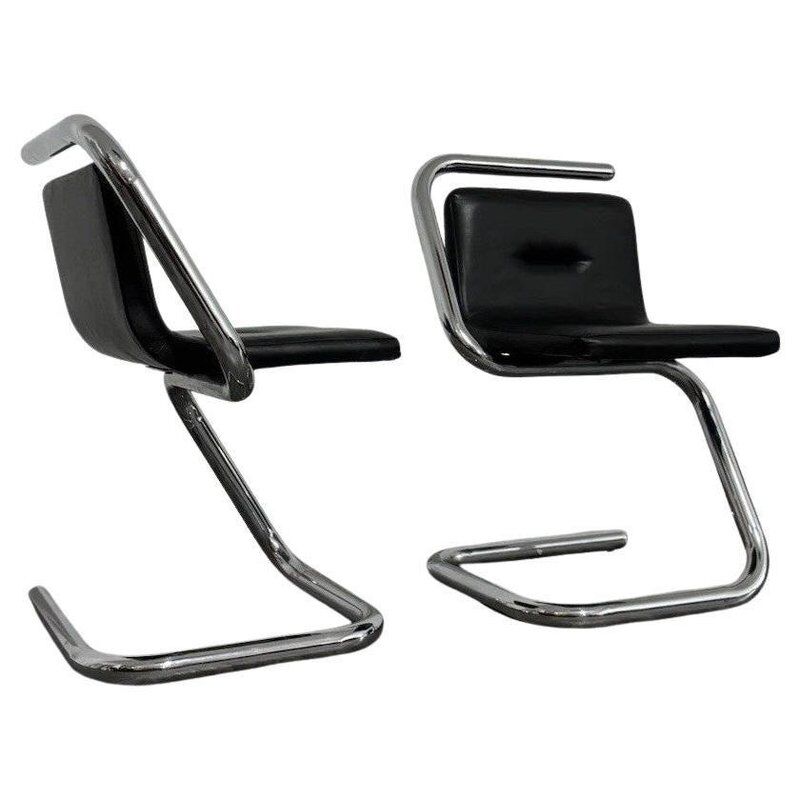 Chrome Tubular Steel Armchairs by Luigi Bardini, 1970s, Set of 2