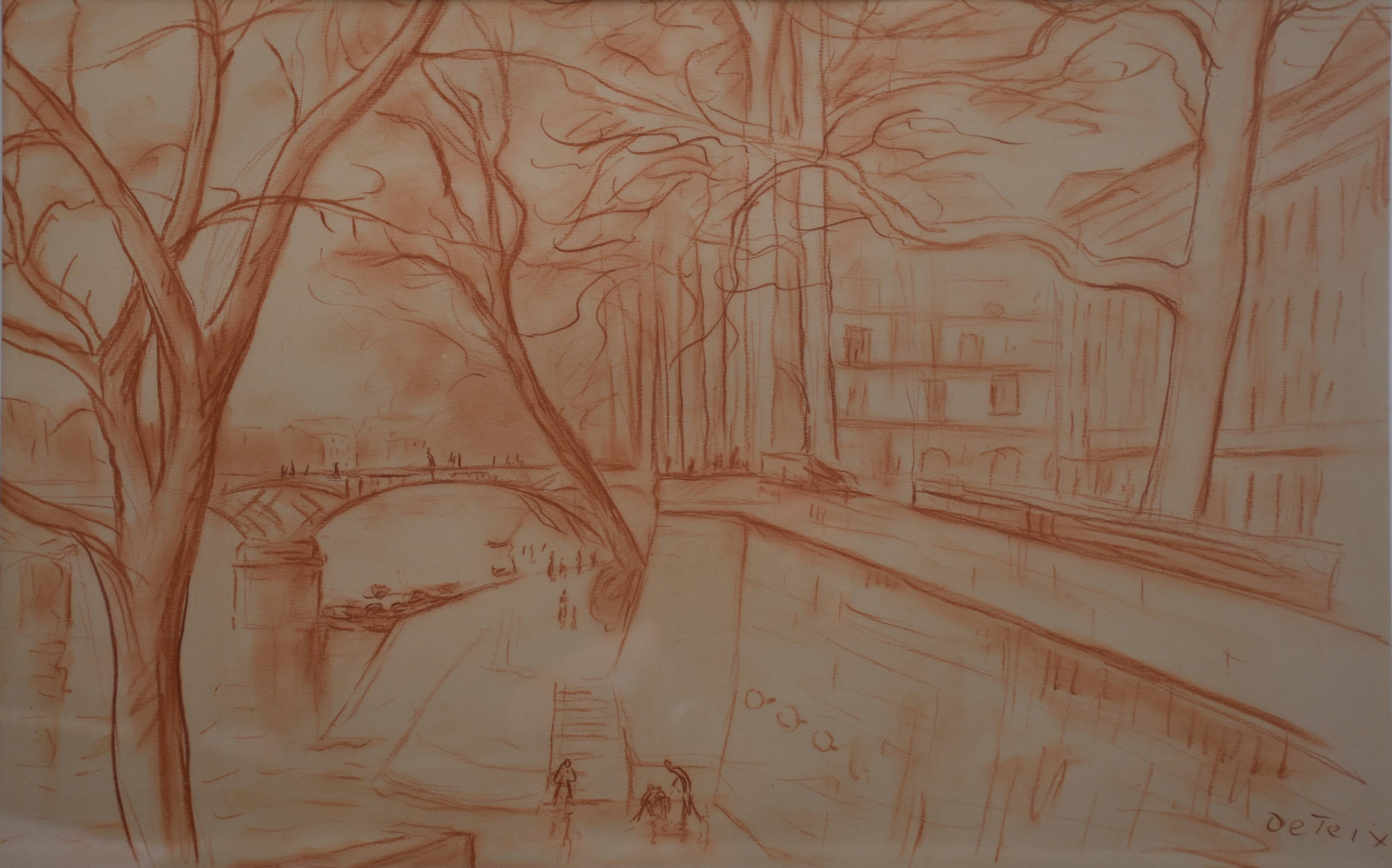 Adolphe Deteix, The Bridge of Arts, view from the Quai du Louvre (circa 1920)
