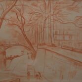 Adolphe Deteix, Le pont des Arts, vue du quai du Louvre (vers 1920)
