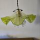 Double tulip light suspension - Transparent fluted glass at the edges.