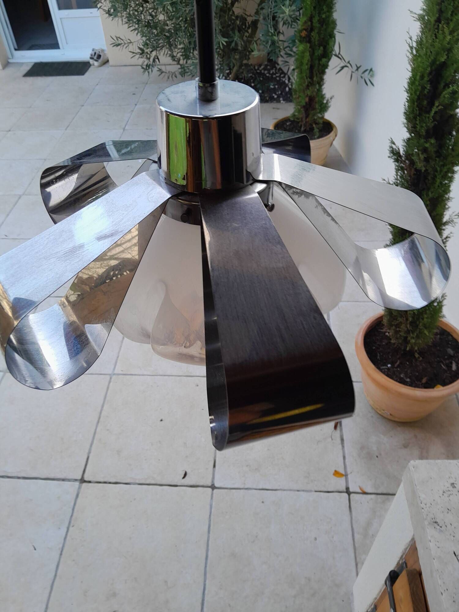 Suspension Mazzega Murano in metal chrome