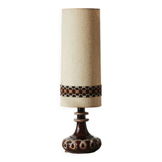Floor lamp - Ceramic base with large lampshade - 1970s