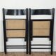 Pair of wooden and rattan folding chairs